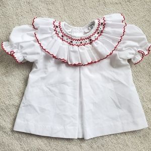 Lulu Bebe Smocked Holly Christmas Dress 12 months